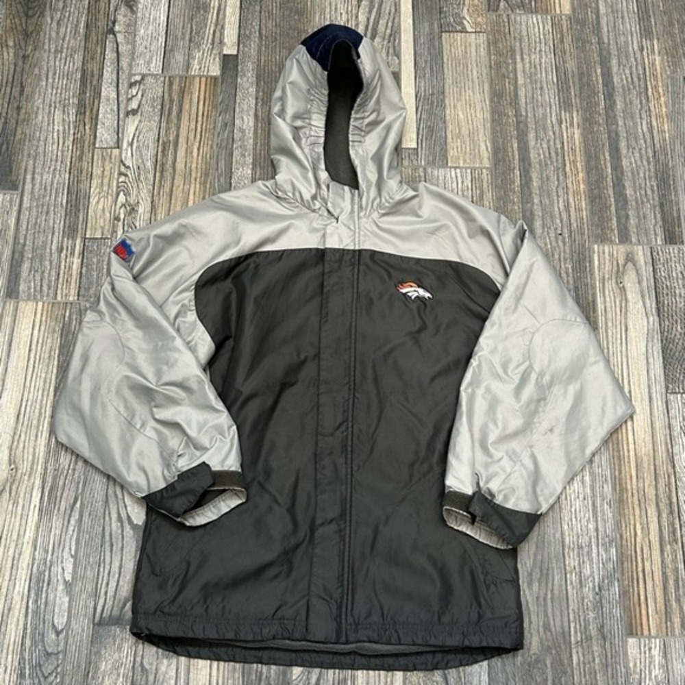 🔥🏈 Vintage DENVER BRONCOS NFL Reebok Fleece‎ Lined Hooded Performance Jacket